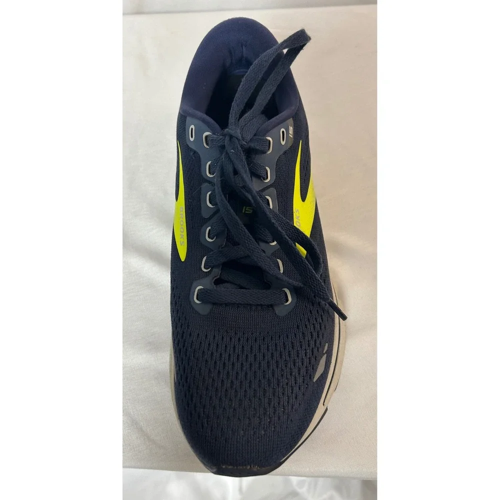 Brooks Ghost 15 Mens Running Shoes Navy Blue Neon Yellow 1103931D429 Size 7.5 D